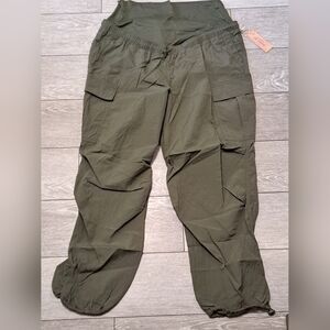 Brand New Paisley Sky Maternity Olive Green Parachute Pants